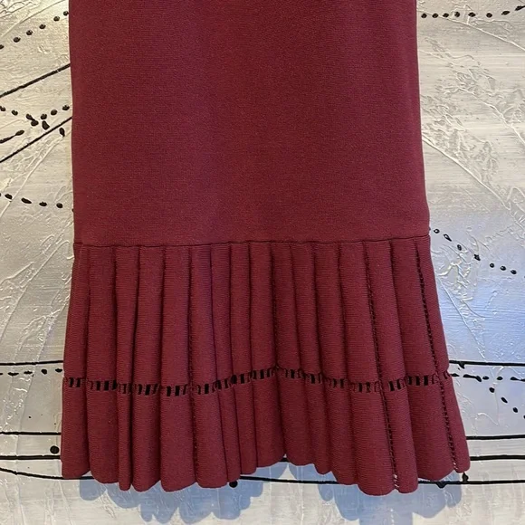Michael Kors Halter Midi Dress With Gold Zipper Size XS Burgundy - Picture 9 of 10